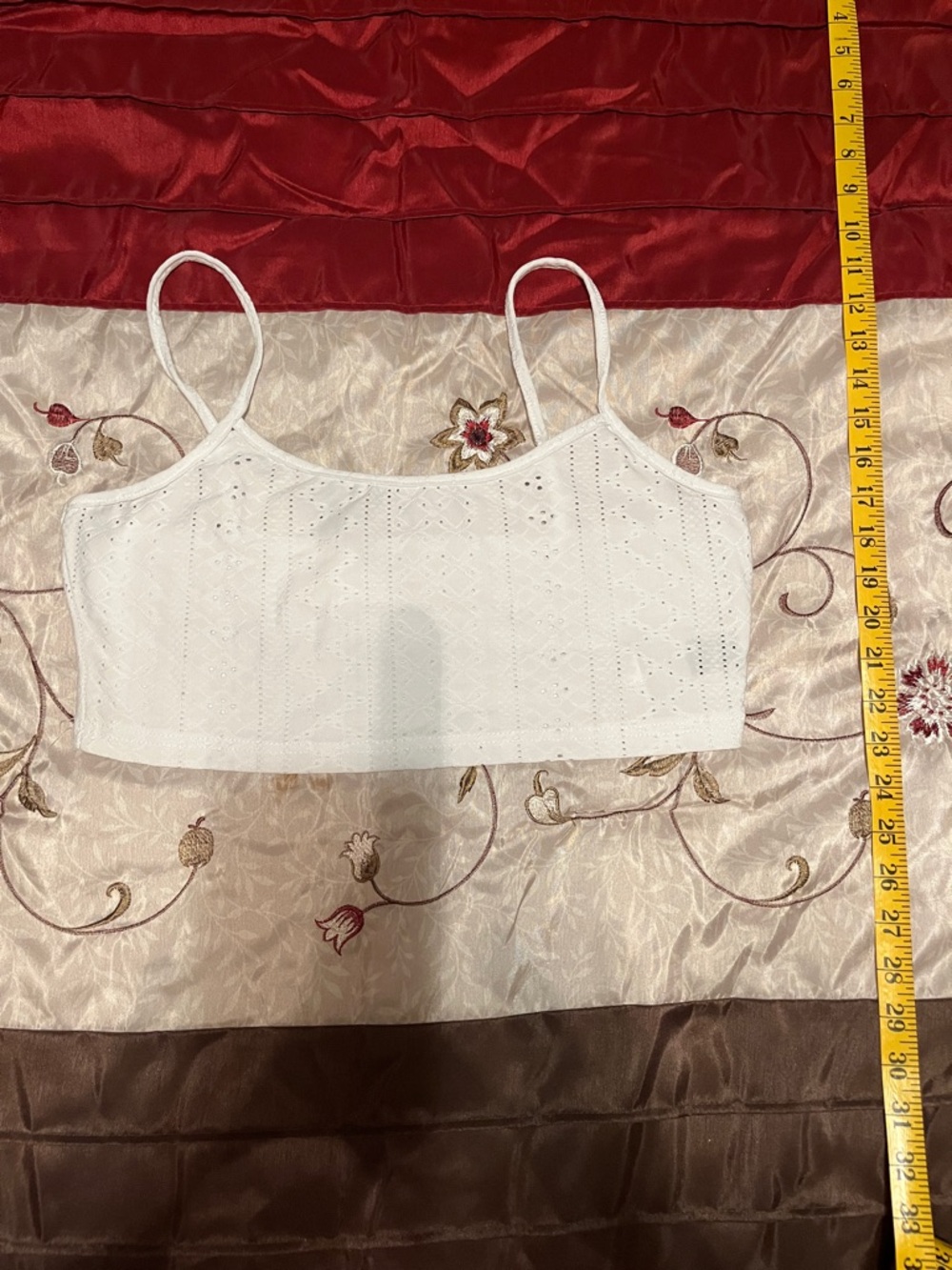 SHEIN White Eyelet Cropped Cami Top